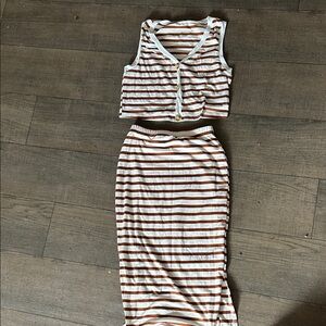 Striped Sleeveless Dress Set